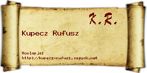 Kupecz Rufusz névjegykártya